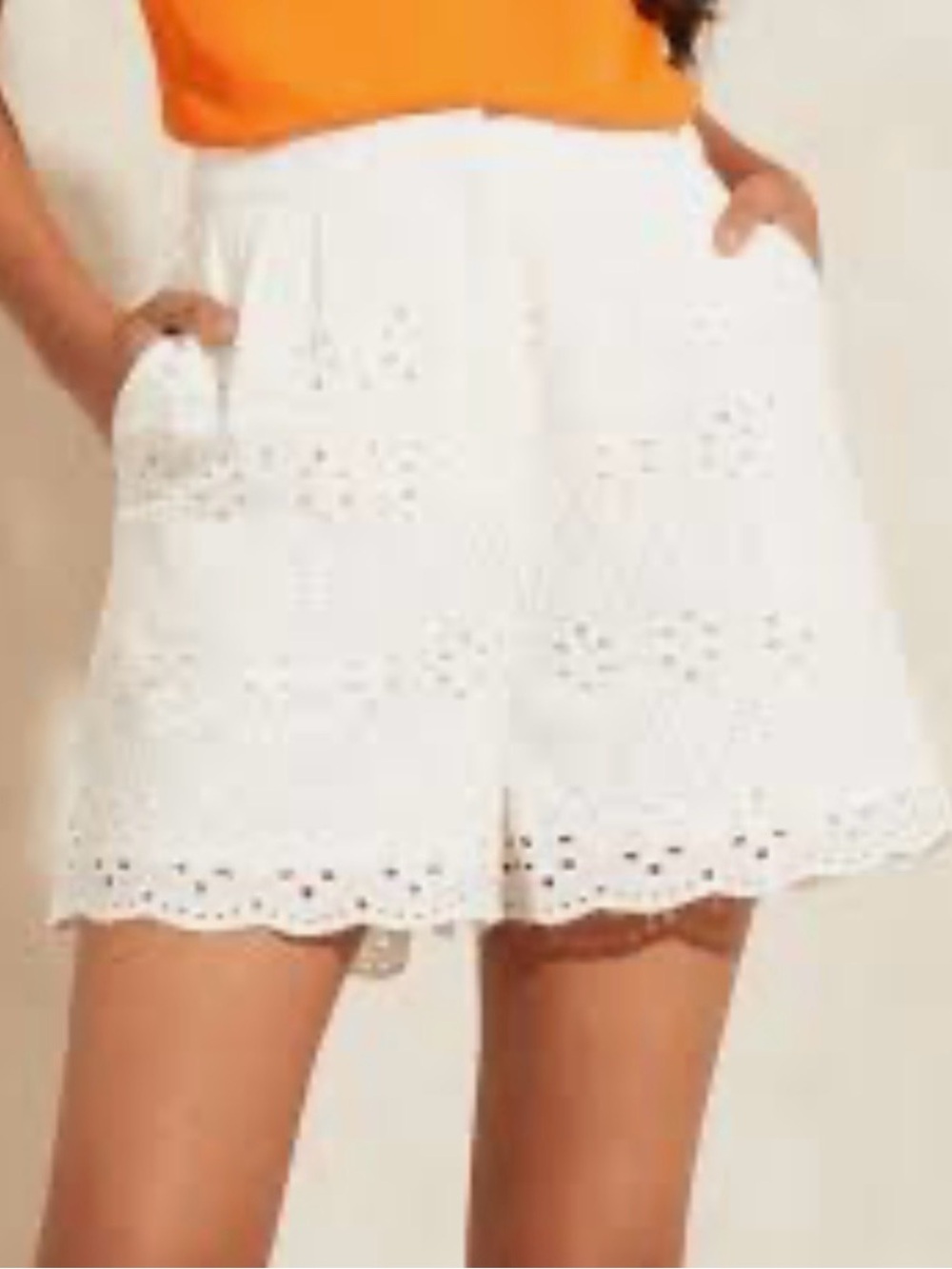 Primark White Eyelet Shorts Size 16 NWOT